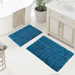 Superior 2 Piece Cotton Checkered Solid Non Slip Bath Rug Set