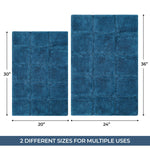 Superior 2 Piece Cotton Checkered Solid Non Slip Bath Rug Set