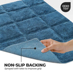 Superior 2 Piece Cotton Checkered Solid Non Slip Bath Rug Set