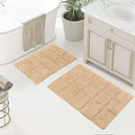 Superior 2 Piece Cotton Checkered Solid Non Slip Bath Rug Set