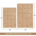 Superior 2 Piece Cotton Checkered Solid Non Slip Bath Rug Set