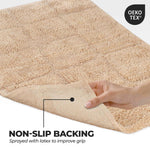 Superior 2 Piece Cotton Checkered Solid Non Slip Bath Rug Set