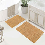 Superior 2 Piece Cotton Checkered Solid Non Slip Bath Rug Set