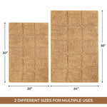 Superior 2 Piece Cotton Checkered Solid Non Slip Bath Rug Set