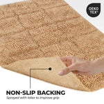 Superior 2 Piece Cotton Checkered Solid Non Slip Bath Rug Set