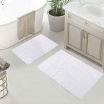 Superior 2 Piece Cotton Checkered Solid Non Slip Bath Rug Set