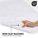 Superior 2 Piece Cotton Checkered Solid Non Slip Bath Rug Set