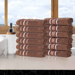 Superior Zero Twist Cotton Solid Jacquard Floral Face Towel Set of 12
