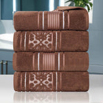 Superior Zero Twist Cotton Solid & Jacquard Floral Bath Towel Set of 4