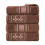 Superior Zero Twist Cotton Solid & Jacquard Floral Bath Towel Set of 4