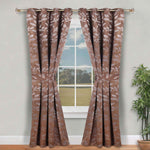 Blackout Window Curtains Leaves Pattern Room Darkening Set of 2