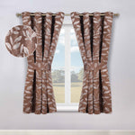 Blackout Window Curtains Leaves Pattern Room Darkening Set of 2