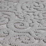 Venere Floral Scroll Textured Washable Bath Rugs, Set of 2