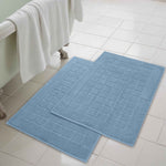Superior Nora Cotton Thick Solid Checkered Washable Bath Mat Set of 2