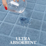 Superior Nora Cotton Thick Solid Checkered Washable Bath Mat Set of 2