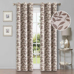 Leaves Machine Washable Room Darkening Blackout Curtains, Set of 2