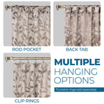 Leaves Room Darkening Back Tabs Blackout Curtain Panels, Set of 2