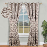 Blackout Window Curtains Leaves Pattern Room Darkening Set of 2
