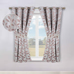 Blackout Window Curtains Leaves Pattern Room Darkening Set of 2
