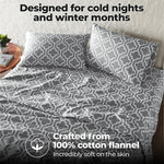 100% Cotton Flannel Bed Sheet Set Trellis Deep Pocket