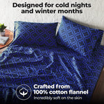 100% Cotton Flannel Bed Sheet Set Trellis Deep Pocket
