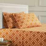100% Cotton Flannel Bed Sheet Set Trellis Deep Pocket