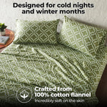 100% Cotton Flannel Bed Sheet Set Trellis Deep Pocket