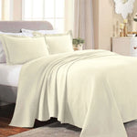 Lightweight Cotton Bedspread Sets 3-Piece Fleur De Lis Jacquard Matelasse