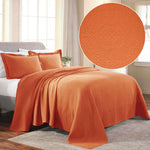 Lightweight Cotton Bedspread Sets 3-Piece Fleur De Lis Jacquard Matelasse
