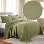 Lightweight Cotton Bedspread Sets 3-Piece Fleur De Lis Jacquard Matelasse