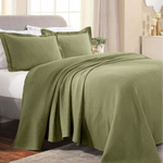 Lightweight Cotton Bedspread Sets 3-Piece Fleur De Lis Jacquard Matelasse