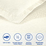 Lightweight Cotton Bedspread Sets 3-Piece Fleur De Lis Jacquard Matelasse