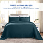 Lightweight Cotton Bedspread Sets 3-Piece Fleur De Lis Jacquard Matelasse