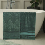 Superior Zero Twist Cotton Solid & Jacquard Floral Bath Sheet Set of 2