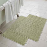 Superior Nora Cotton Thick Solid Checkered Washable Bath Mat Set of 2