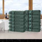 Superior Zero Twist Cotton Solid Jacquard Floral Face Towel Set of 12