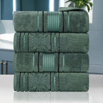 Superior Zero Twist Cotton Solid & Jacquard Floral Bath Towel Set of 4