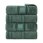 Superior Zero Twist Cotton Solid & Jacquard Floral Bath Towel Set of 4