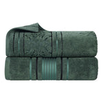 Superior Zero Twist Cotton Solid & Jacquard Floral Bath Sheet Set of 2