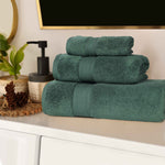 Superior Chevron Zero Twist Cotton Absorbent Solid 3 Piece Towel Set