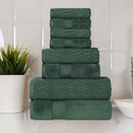 Superior Chevron Zero Twist Solid Jacquard Cotton 8 Piece Towel Set