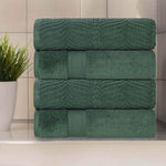 Zero Twist Cotton Solid and Jacquard Bath Towel Set of 4