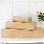Superior Honeycomb Textured Border Luxury Cotton 3 Piece Towel Set