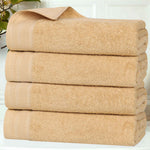 Honeycomb Textured Border Cotton Luxury Bath Towels, Set of 4
