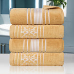 Superior Zero Twist Cotton Solid & Jacquard Floral Bath Towel Set of 4
