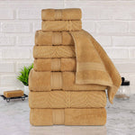 Superior Chevron Zero Twist Solid Jacquard Cotton 9 Piece Towel Set