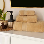 Superior Chevron Zero Twist Cotton Absorbent Solid 3 Piece Towel Set