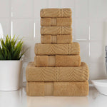 Superior Chevron Zero Twist Solid Jacquard Cotton 8 Piece Towel Set