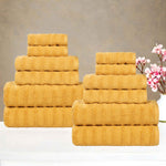 Superior Zuma Zero Twist Cotton Waffle Stripes 12 Piece Towel Set