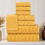 Superior Zuma Zero Twist Cotton Waffle Stripes 8 Piece Towel Set